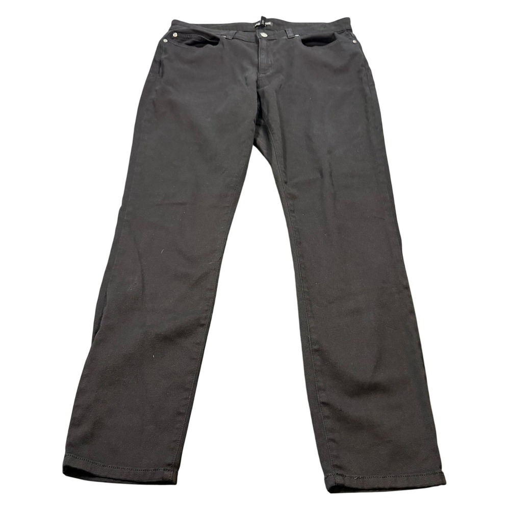 Eileen Fisher Straight Slim Fit Pants Women Black Organic Cotton Minimalist 14